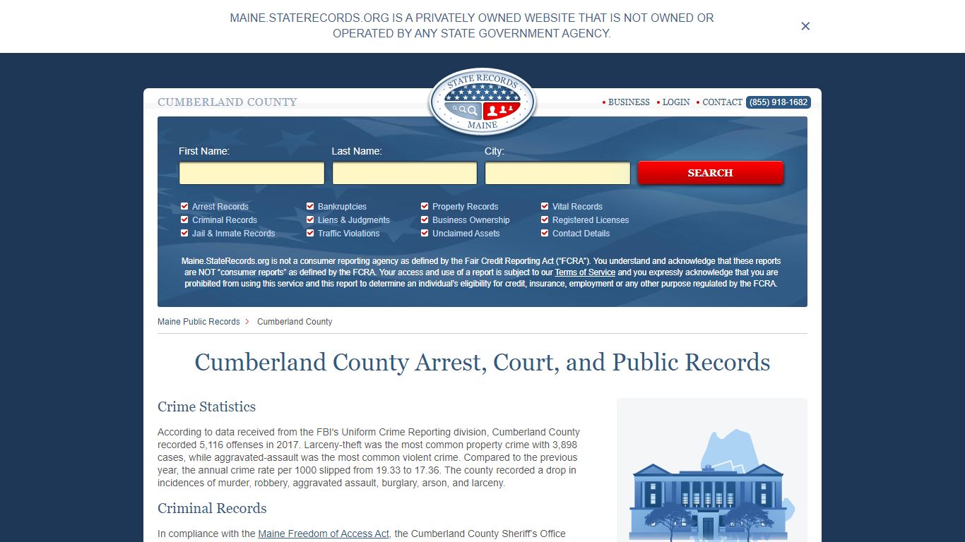 Cumberland County Arrest, Court, and Public Records